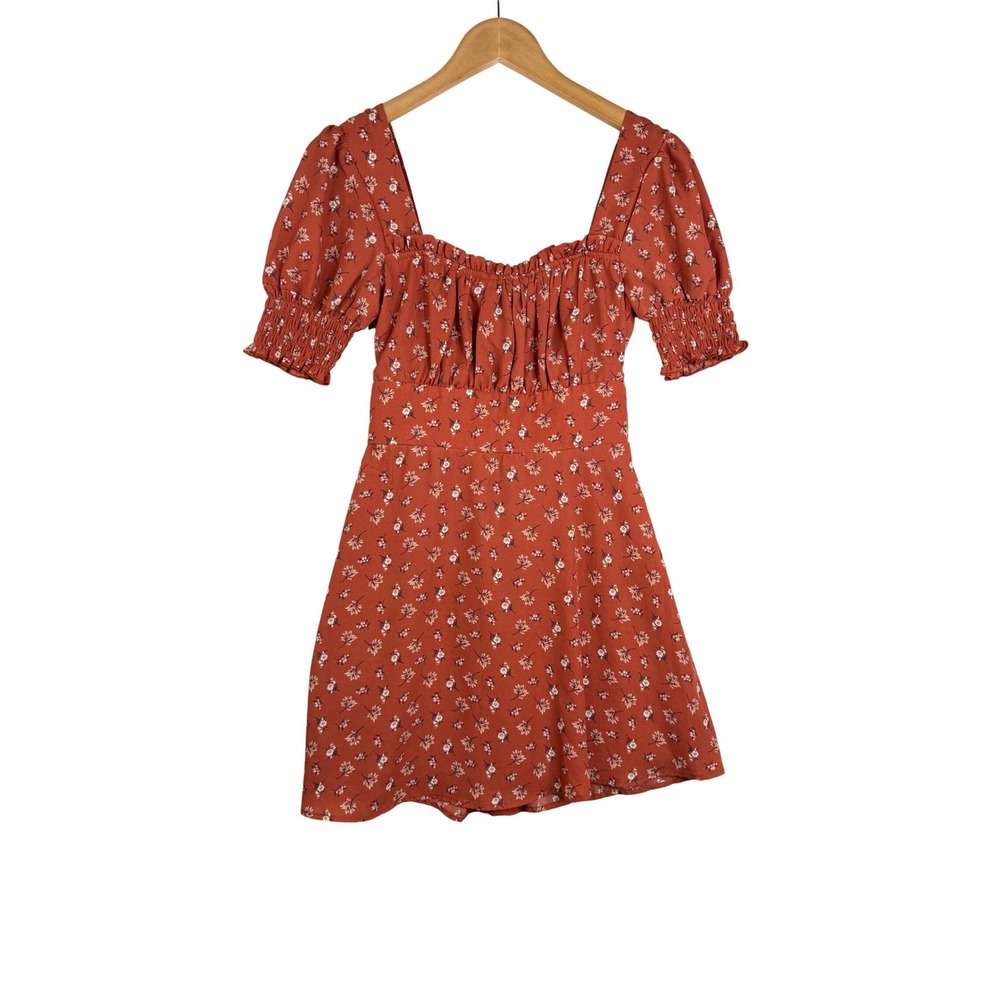 Trixxi Ashten Floral Bustier-Style Mini Swing Dress size Small Orange‎